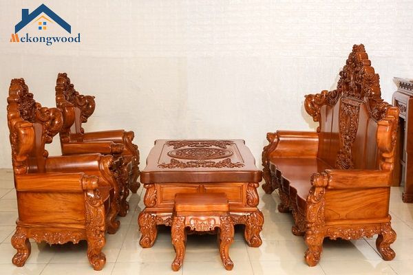 thiết kế bộ ghế sofa gỗ gõ đỏ