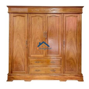 Mẫu tủ quần áo 4 cánh gỗ tự nhiên