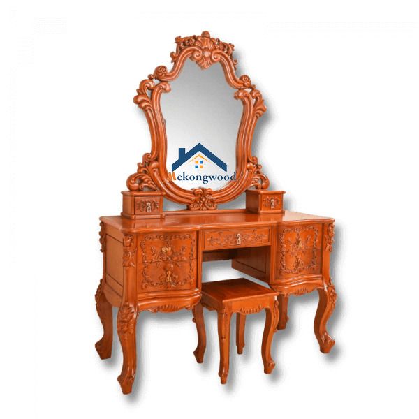 thiết kế bàn trang điểm gỗ gõ đỏ