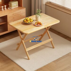 bộ bàn ăn xếp gọn gỗ thông hình chữ nhật