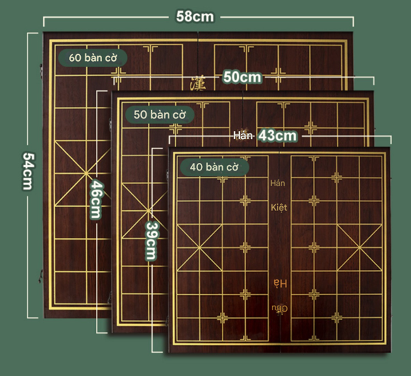 kích thước bàn cờ tướng